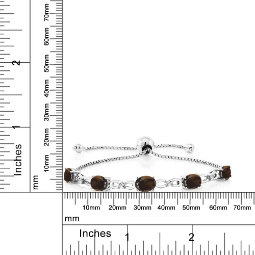 Vista 2 de Gem Stone King Pulsera de tenis de diamantes cultivados en laboratorio con piedra natal de 3-6 quilates para mujer, plata de ley 925, ovalada