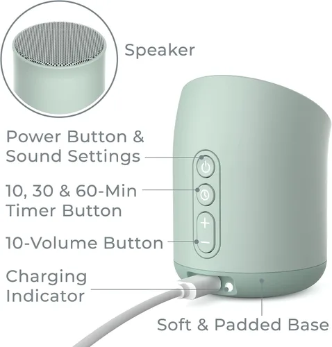Vista 6 de Pure Enrichment Wave Mini Zen - Máquina de sonido calmante - Máquina de sonido portátil para estudios de yoga, viajes y sueño - 6 sonidos