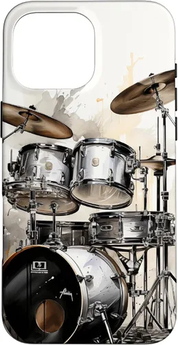 Vista 19 de Vintage Drum Set Drawing Funda para iPhone 17
