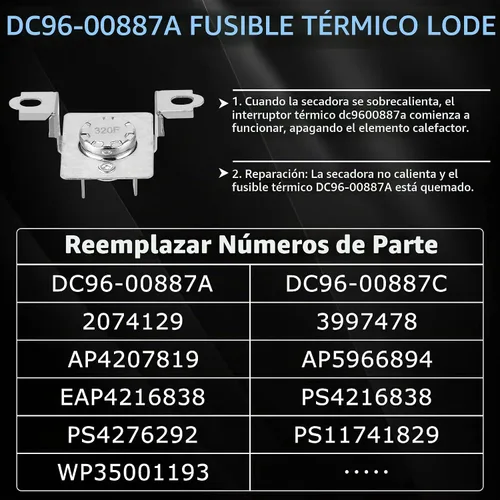 Vista 5 de [Actualizado] DC47-00019A Elemento calefactor para secador SAMSUNG