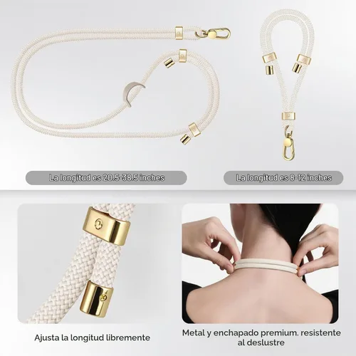 Vista 6 de UKON Cordón para teléfono celular, cordón bandolera y correa de muñeca, hebilla de metal premium con dijes para teléfono con 2 parches de correa