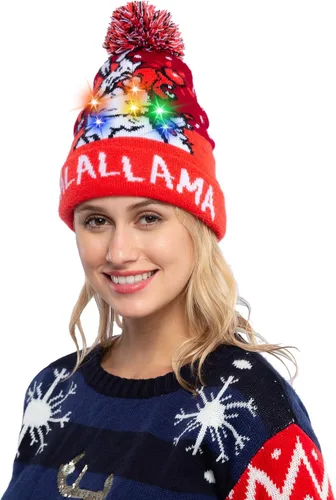 Vista 3 de JOYIN Gorro de punto con luz LED unisex para adultos, con 6 modos intermitentes diferentes, multicolor, Multi