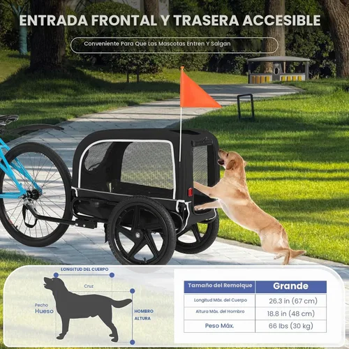Vista 6 de Sepnine Remolque de bicicleta para perro, carrito de perro para bicicleta, adecuado para mascotas pequeñas y medianas, marco de carrito fácil