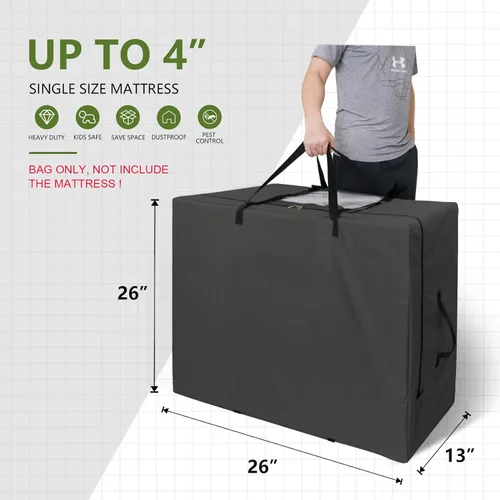 Vista 3 de Cuddly Nest Bolsa de Almacenamiento para Colchón Plegable - Funda de Transporte Resistente para Cama de Invitados Tri-Fold