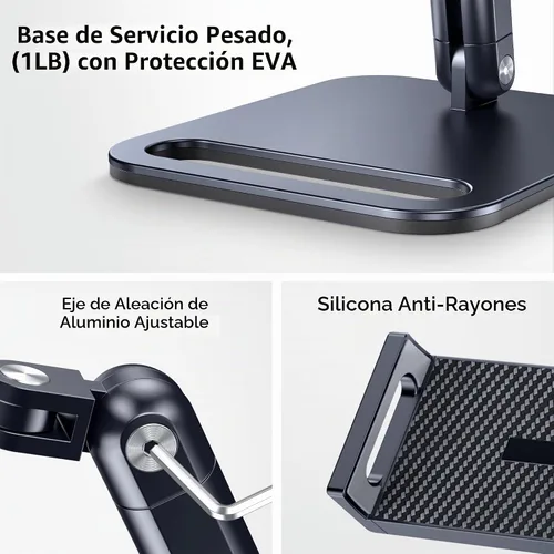 Vista 4 de Soporte de tableta para iPad, soporte de tableta de aluminio con base