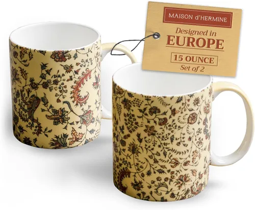 Vista 115 de Maison d' Hermine Taza de café con asas, tazas de porcelana fina de hueso, paquete de una taza de té para bebidas calientes, capuchino, latte