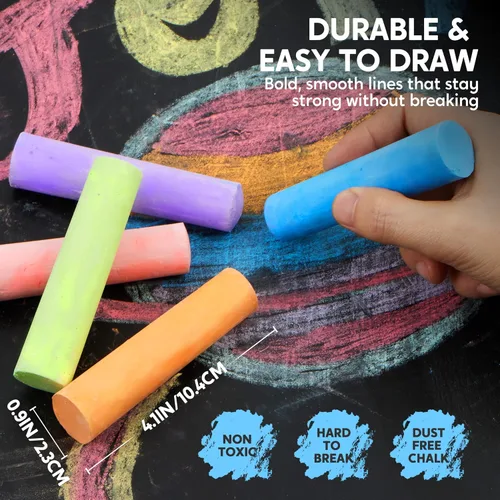 Vista 4 de JOYIN 30 tizas para acera para niños, 10 colores, no tóxicas, jumbo, lavables, para niños de 1 a 3 años, suministros escolares, imprescindibles
