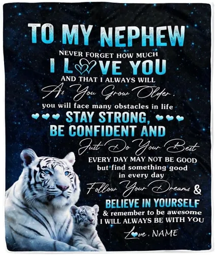 Vista 14 de Manta personalizada con texto en inglés «To My Nephew from Aunt Uncle Auntie I Love You Hugs» (texto en inglés) con texto en inglés «To My Nephew»
