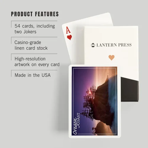 Vista 3 de Lantern Press Oregon Coast, Ocean Island Sunset (52 cartas de juego, baraja de cartas de tamaño póker con comodines)