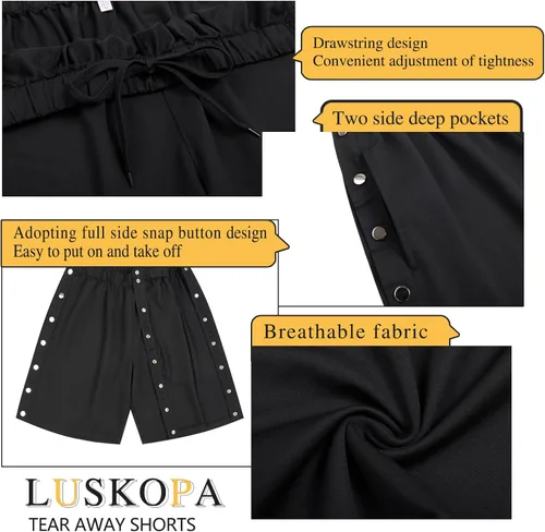 Vista 4 de Pantalones cortos deportivos unisex para hombres y mujeres, pantalones cortos de recuperación con bolsillos para después de la cadera y la rodilla