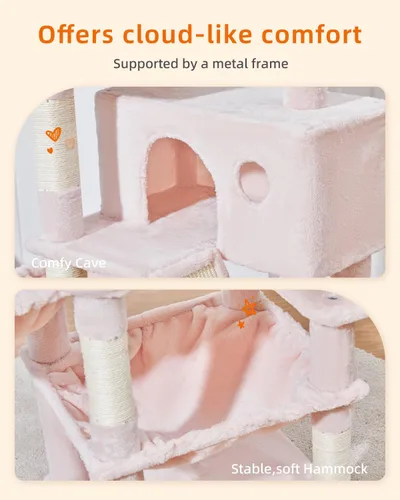 Vista 74 de Taoqimiao Árbol para gatos de 57.5 pulgadas, torre para gatos de interior para adultos, condominio extragrande para gatos, 8 postes rascadores