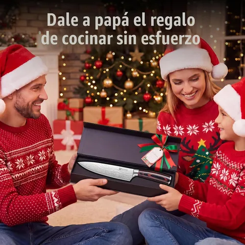 Vista 6 de PAUDIN Cuchillo de chef, cuchillo de cocina afilado de acero inoxidable de alto carbono de 8 pulgadas con mango ergonómico, caja de regalo