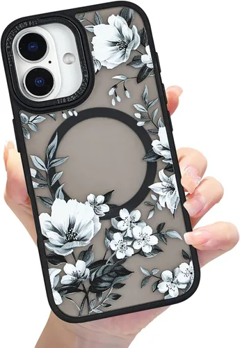 Vista 38 de Compatible con el teléfono 13 Pro - Funda magnética mate translúcida, de lujo, a prueba de golpes, magnética y con bonito patrón de flores, carcasa