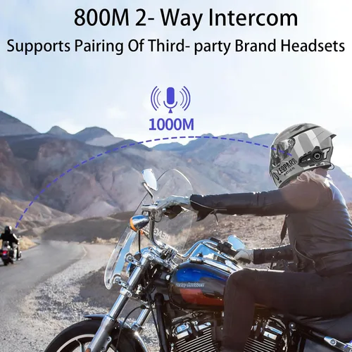 Vista 2 de Auriculares Bluetooth para casco S2, 2,624.7 ft, 2 conductores, auriculares de intercomunicación con auriculares de intercomunicación con sonido CVC