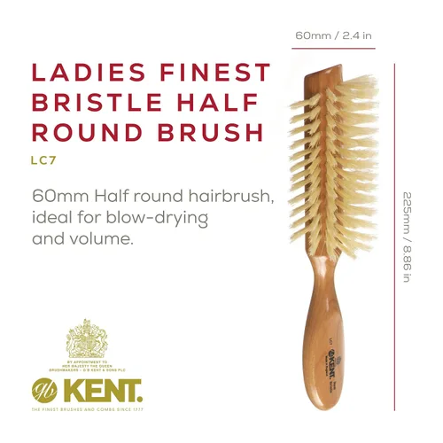 Vista 3 de Kent LC7 Cepillos de pelo medio radiales para mujer, cepillo de pelo rizado hecho de madera de cerezo, cepillo de cerdas de jabalí natural blanco