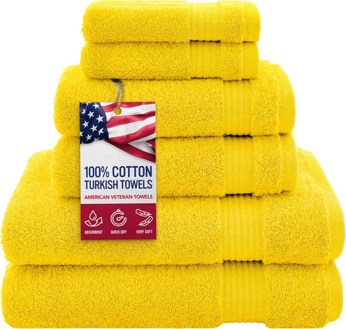 Vista 52 de Juego de toallas American Veteran Towel, de lujo, 6 piezas de algodón 100 % turco para máxima suavidad y absorción, para hotel y spa