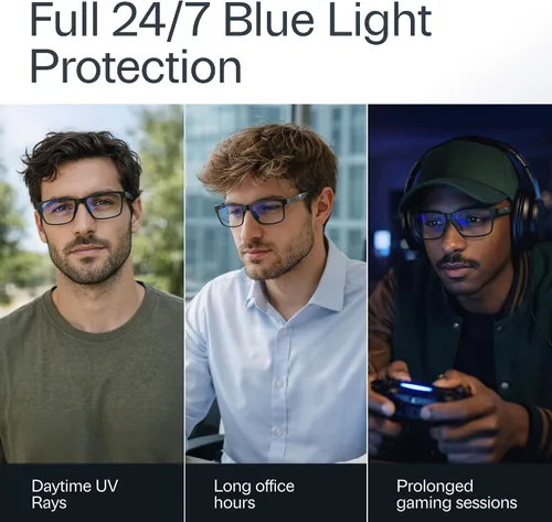 Vista 8 de IBOANN Blue Light Glasses for Men - Lightweight Al-Mg Metal, Gaming Computer Blocking Glasses, Eye Protection Anti Eyestrain