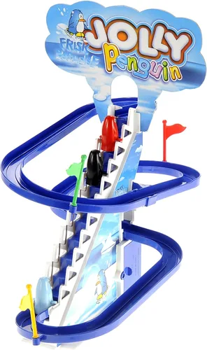 Vista 3 de PowerTRC Juego de deslizamiento de pingüino de 13 pulgadas, Jolly Penguin Race Escalera Escalera de pista deslizante para niños pequeños
