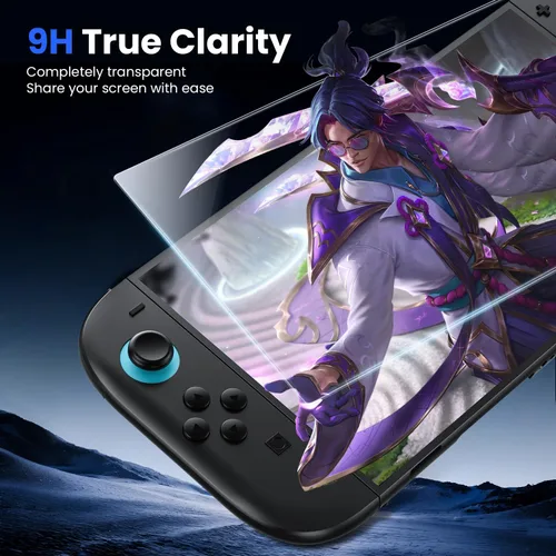 Vista 2 de WSKEN Protector de pantalla para Nintendo Switch 2, vidrio templado inastillable con eliminación automática de polvo, alineación automática de cero