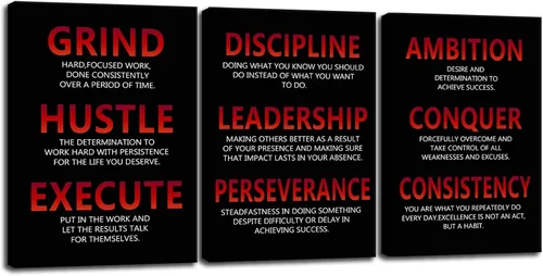 Vista 58 de Arte de Pared Motivacional 40 Razones para Entrenar 3 Piezas Pintura Impresión en Lienzo Decoración de Oficina Póster Mentalidad Millonaria