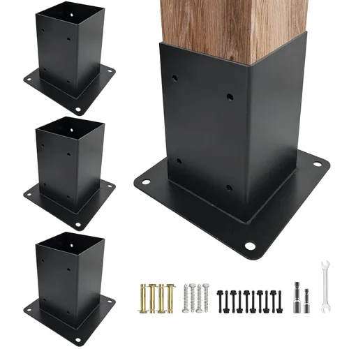 Vista 8 de Base de anclaje de poste de 2 picos, base de poste de madera de hormigón para valla de 4 x 4 pulgadas (real:3.5 x 3.5 pulgadas), soporte para poste