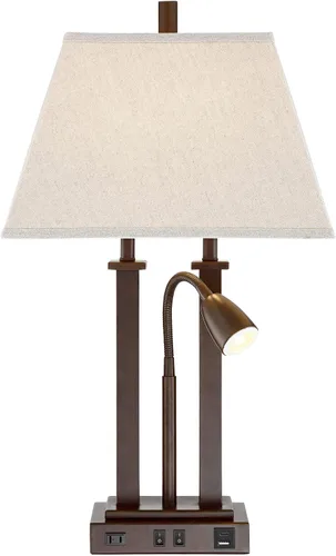 Vista 9 de Deacon - Lámpara de escritorio de 26 pulgadas de alto, cuello de cisne USB bronce
