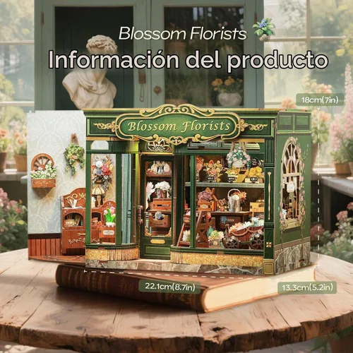 Vista 3 de Fsolis - Kit de rincón de libros - Kit de escena en miniatura DIY para adultos, rompecabezas de madera 3D, mini casa, mini manualidades, estantería