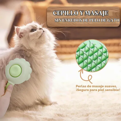Vista 2 de Cepillo autolimpiante para gatos, cortaúñas con luz LED y lima de uñas Verde