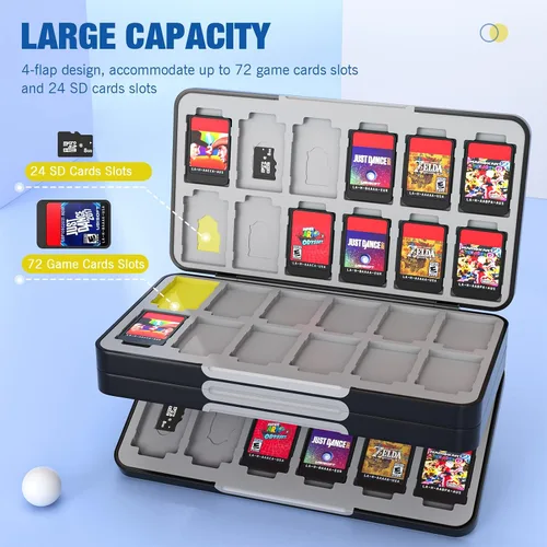 Vista 2 de MoKo Funda de 72 tarjetas de juego compatible con Nintendo Switch OLED 2021SwitchSwitch Lite, funda de soporte para juegos Switch para tarjetas