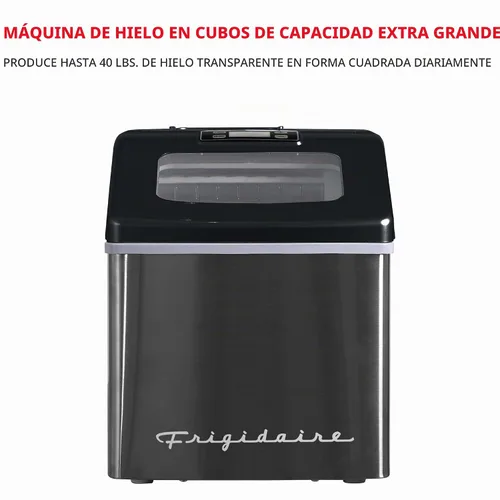 Vista 3 de Frigidaire Máquina de hielo EFIC452, máquina de hielo de acero inoxidable para encimera con ventana transparente, máquina de cubitos de hielo Negro