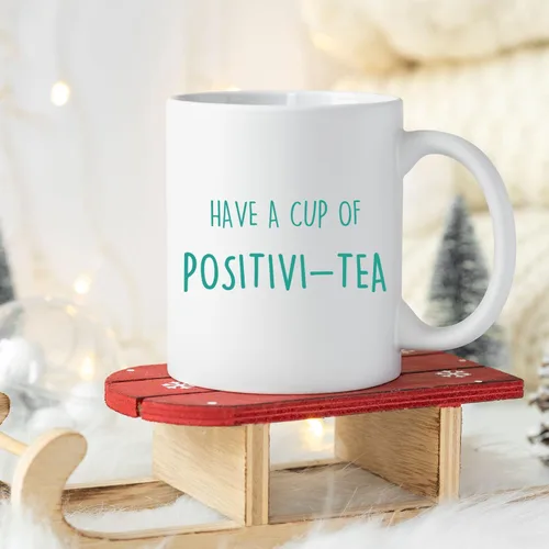Vista 4 de LNOKRIM Taza Positivi-Tea, Taza de Café de Autoafirmación de Positividad, Regalo para Maestro Terapeuta Consejero, Taza de Café de Diálogo Interno