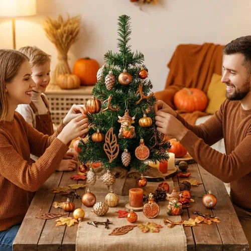 Vista 4 de Valery Madelyn 30ct Fall Ornaments Tree Decorations Shatterproof Home Decor Fall Crafts Autumn Thanksgiving Christmas Tree Decorations Ornaments