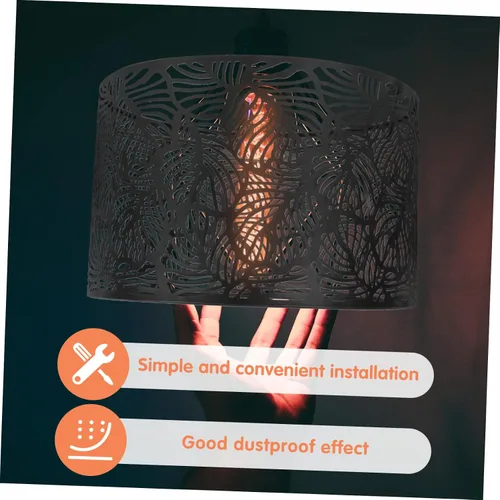 Vista 7 de Uonlytech Lámpara de pared de repuesto para lámpara de araña: pantalla de metal negro, lámpara tallada de mesa, lámpara de escritorio para lámpara