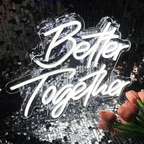 Vista 7 de Letrero de neón Better Together, con regulable, blanco cálido, decoración de pared de neón, utilizado para decoración de fiestas de cumpleaños