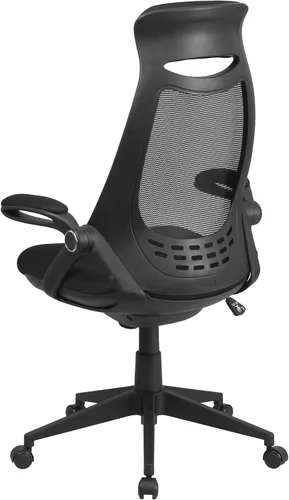 Vista 4 de Flash Furniture Ivan - Silla de oficina giratoria ejecutiva de malla negra con brazos abatibles