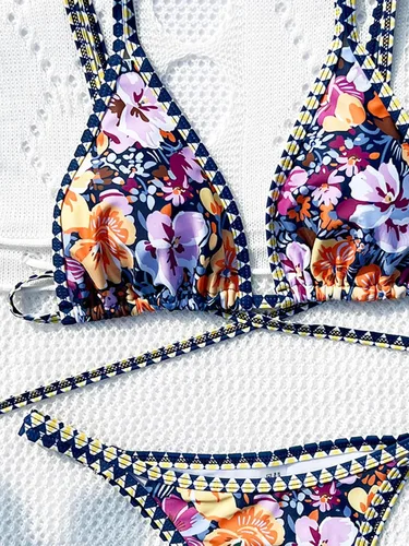 Vista 4 de Cozyease Traje de baño de dos piezas para mujer, traje de baño sexy con tanga triangular