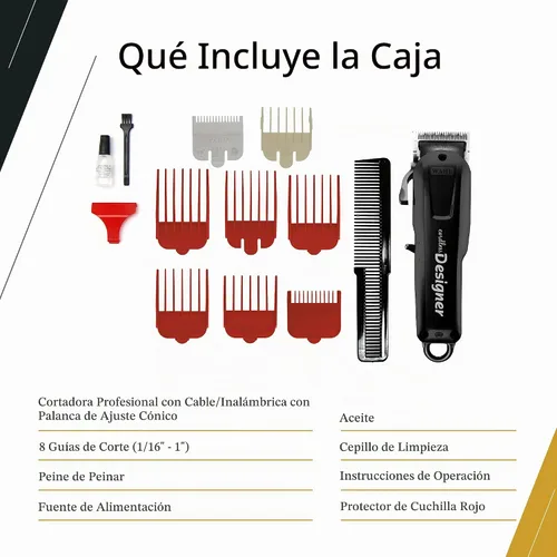 Vista 5 de Wahl Professional Clipper de diseño inalámbrico #8591 - Tiempo de funcionamiento de 90 minutos - Accesorios incluidos