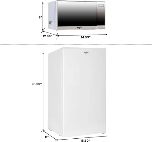 Vista 6 de Koolatron - Refrigerador compacto de 3.1 pies cúbicos + combo de microondas de 700 W: incluye nevera/congelador de respaldo plano blanco +