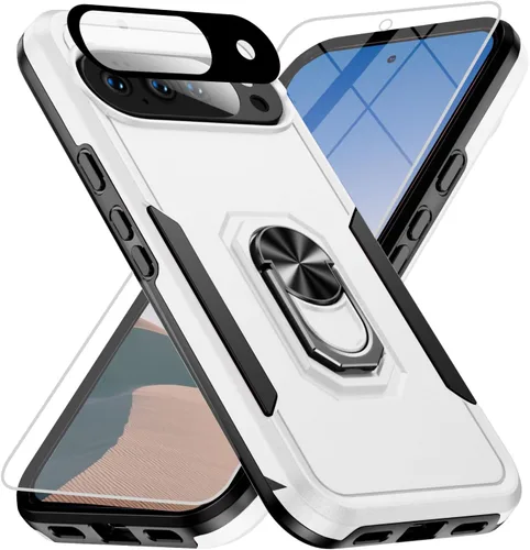 Vista 26 de Funda para Google Pixel 9 Pro XL [protección contra caídas de grado militar de 15 pies] con protector de pantalla y protector de lente, resistente a