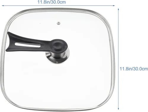 Vista 2 de UPKOCH Tapa de vidrio cuadrada de repuesto para parrilla de hierro fundido, tapa de sartén universal para olla, cubierta de sartén, cubierta