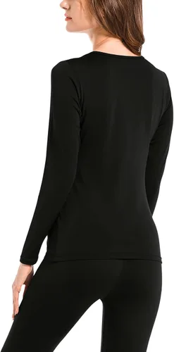 Vista 2 de MRIGNT Conjunto de ropa interior térmica para mujer, forro polar de poliéster suave, capa base larga