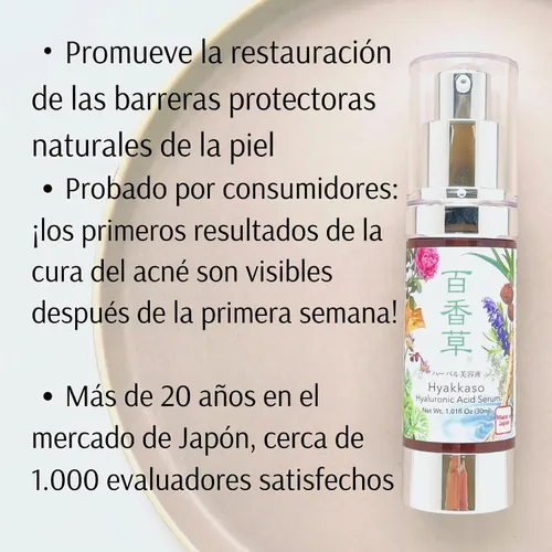 Vista 5 de Hyakkaso Suero herbario de ácido hialurónico, cuidado natural de la piel, agua y minerales Onsen de aguas termales, hidratación e hidratación, todo
