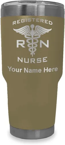 Vista 16 de LaserGram Vaso aislado al vacío de 20 onzas, enfermera registrada RN, grabado personalizado incluido (negro)