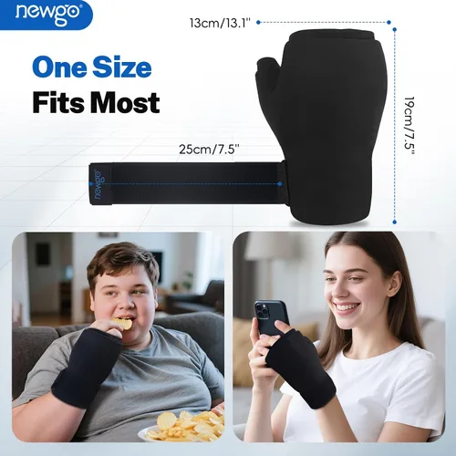Vista 5 de NEWGO Guantes de hielo de mano para aliviar el dolor de muñeca y pulgar, terapia de calor y frío, envoltura de hielo para artritis, túnel carpiano