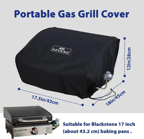 Vista 2 de Cubierta de parrilla para parrillas Blackstone de 17 pulgadas con tapa superior, cubierta de parrilla Blackstone impermeable para parrillas
