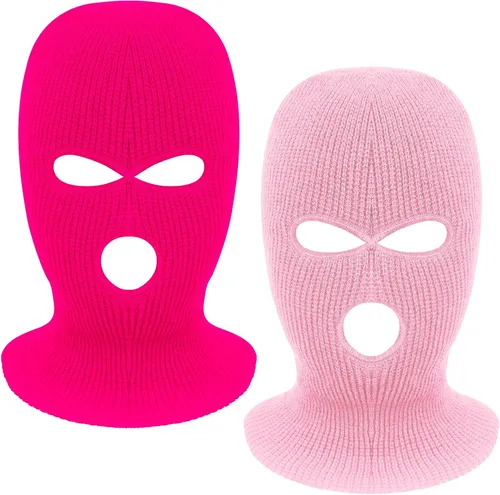 Vista 12 de 2 piezas de 3 agujeros de cara completa máscara de esquí máscara de invierno pasamontañas gorra cubierta de la cara cubierta de la cara cubierta