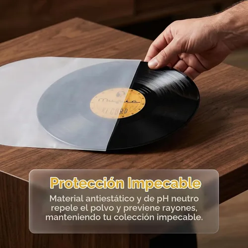 Vista 8 de Fasmov Paquete de 200 fundas interiores para discos de vinilo de 12 pulgadas, fundas protectoras de plástico LP de fondo redondo, cubiertas