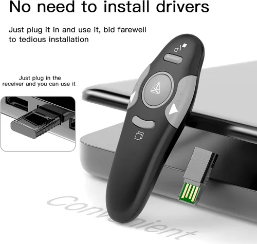 Vista 4 de QUI Presentation Clicker - Clicker remoto inalámbrico para presentación de PowerPoint, PowerPoint Slide Advancer para Mac/Windows/Linux, Google Negro