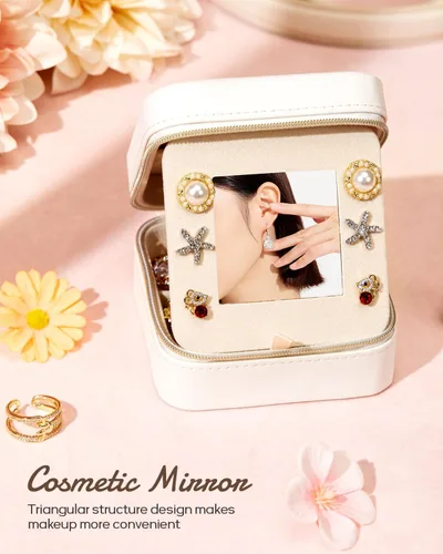 Vista 4 de Enthralite Joyero de viaje para regalo personalizado, artículos esenciales de viaje para mujeres, organizador de viaje para joyas, pequeño joyero