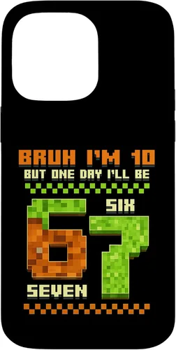Vista 21 de Bruh I'm 10 But One-Day I'll Be 67 Retro 10th Birthday Kids Case for iPhone XR